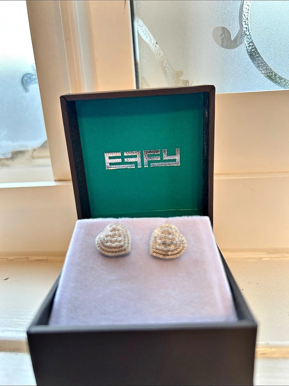 ESPY Textured Heart Stud Earrings Silver New